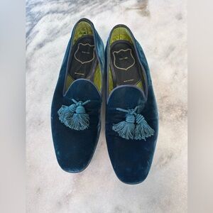 Men's Velvet Tom Ford William Velvet Evening Slipper Loafers with Tassels Sz 9.5
